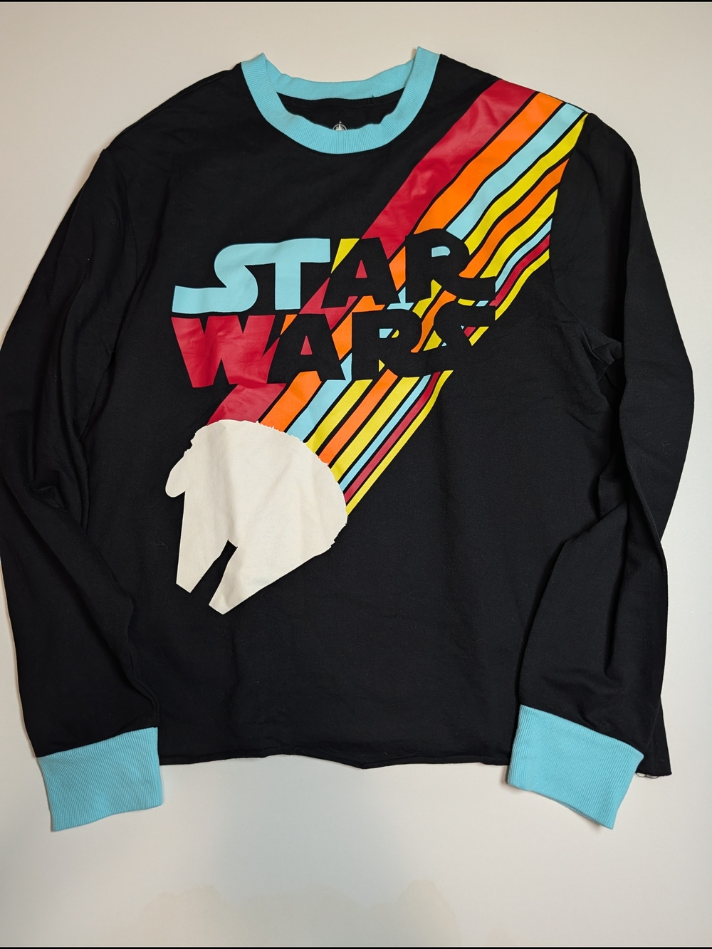 Star Wars Kids Black Graphic Long-Sleeve Tee with Rainbow Stripes